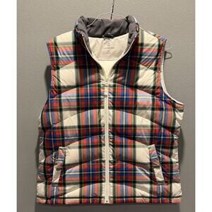 Lands End Womens Plaid Down Puffer Vest L